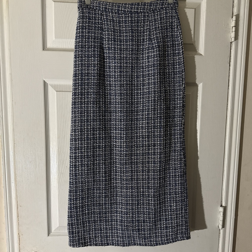 Classic Black and White Tweed Skirt
